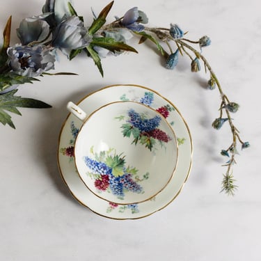 antique english Hammersley tea cup and saucer, lilacs