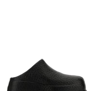 Alexander Mcqueen Woman Black Leather Wave Slippers