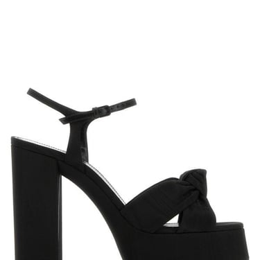 Saint Laurent Woman Black Fabric Bianca 85 Sandals