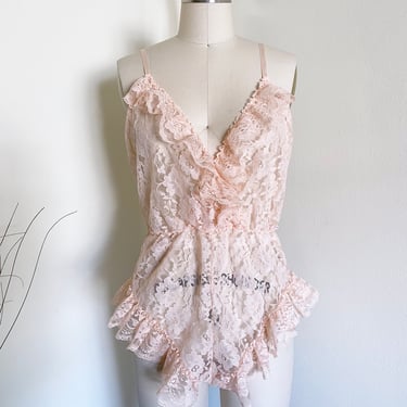 Vintage 80's Pink Lace Teddy by Victoria's Secret 