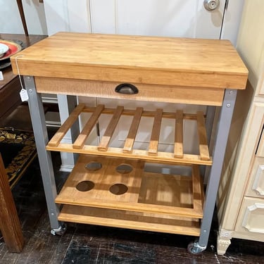 Rolling kitchen cart. 17” deep x 30” wide x 35.5” tall 