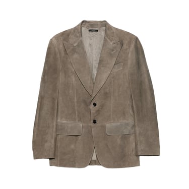 Tom Ford Men Light  Grey
 Suede
 Button Fastening
 Notched Lapels
 Flap Pockets
 Straight Hem