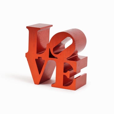 Robert Indiana LOVE Sculpture Red Aluminum Vintage 