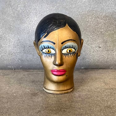 Vintage Glass Mannequin Display Head Hand Painted