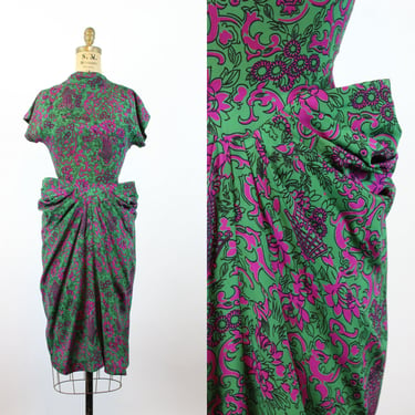 1940s NOVELTY GAZEBO print rayon dress xs | new summer 