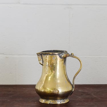 antique french forged brass plated pitcher
