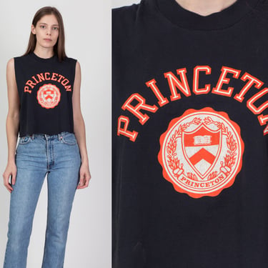 Vintage Princeton University Cropped Tank - Extra Large | 90 Screen Stars Best College Graphic Crop Top 