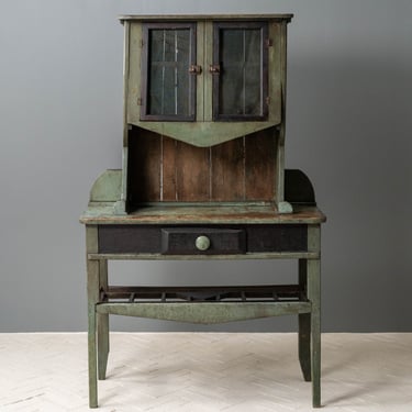 Painted Wood Folk Art Hutch