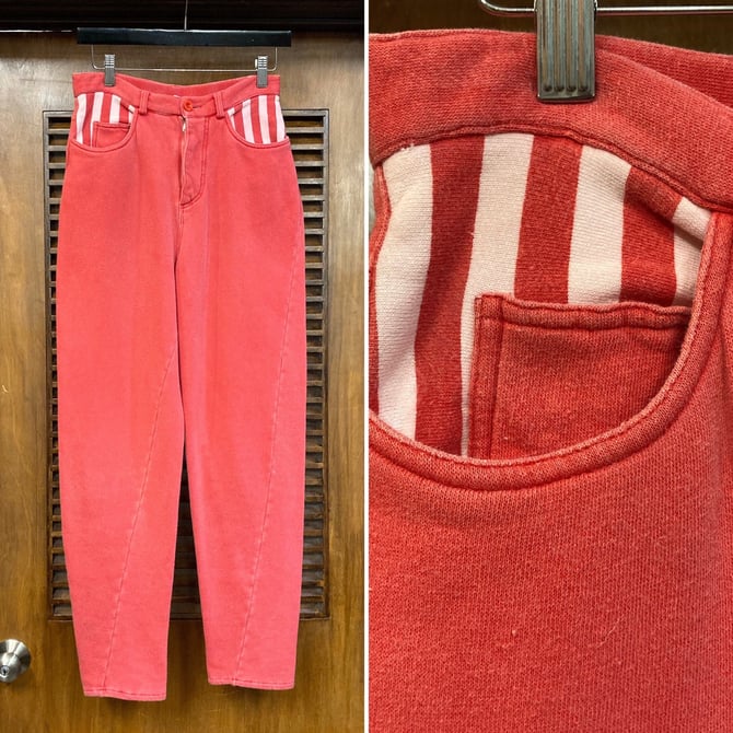 Vintage 1980’s New Wave Style Candy Stripe Sweatpant Jeans, 80’s Pants, 80’s New Wave, 80’s Sweatpants, 80’s Trousers, Vintage Clothing 
