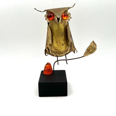 Brutalist Collectible Owl Sculpture Attributed to Curtis Jere