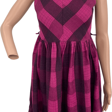 50s/60s Dark Pink Plaid Dress