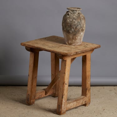 Small 19th Century Primitive Spanish Pine Side Stool