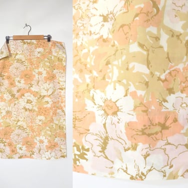 Vintage 60s/70s Neutral Tone Floral Standard Size Pillowcase 
