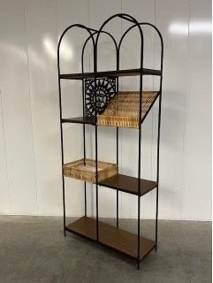 Umanoff Shelf Divider - Rare Mid-Century Modern Arthur Umanoff Design Shelf or Room Divider Iron and Wicker - Free Shipping 