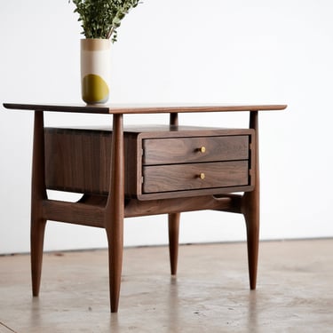 Mid Century Modern Night Stand In Walnut / Walnut Dovetailed Side Table / Side Table No.2 