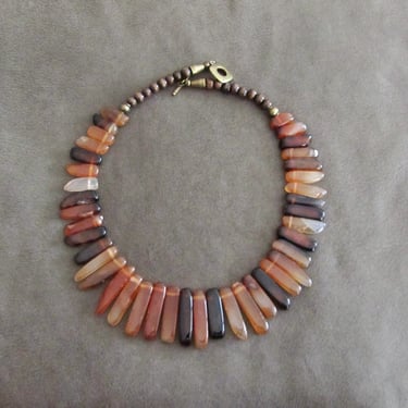 Orange agate necklace, tribal necklace, natural necklace, semi precious stone necklace, boho necklace, statement necklace, ethnic necklace 3 