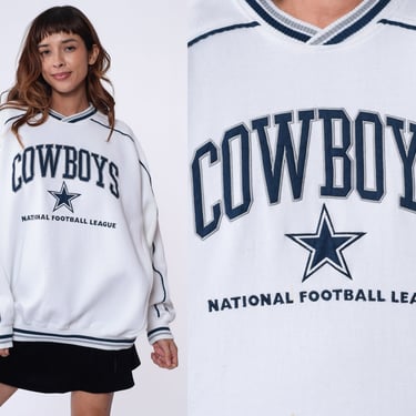 Dallas Cowboys Shirt 90s NFL Football Sweatshirt White Athletic Sweatshirt Streetwear Jumper 1990s Sports Top Vintage Extra Large xl 
