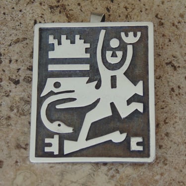 Guayasamin ~ Vintage Ecuador 900 Silver Pendant / Pin / Brooch with Pre-Columbian Figure 
