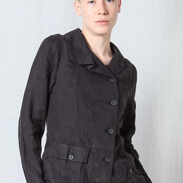 Asymmetric Short Tailored Linen Jacket