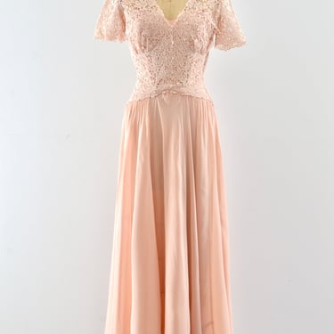 40's Pink Lace Dress / XS S