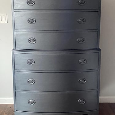 Metallic Graphite gray Tall Dresser/Chest of Drawers/Bureau 