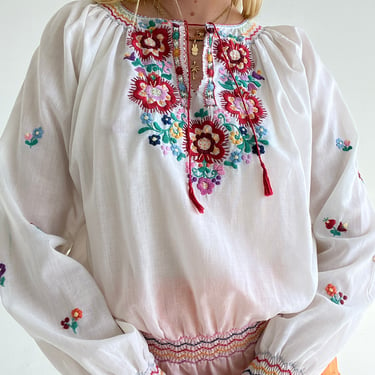 Long Sleeve Embroidered Peasant Blouse