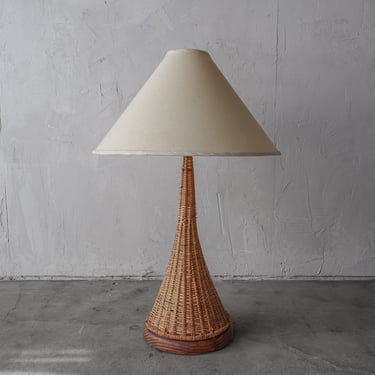 3ft Vintage Wicker Table Lamp 