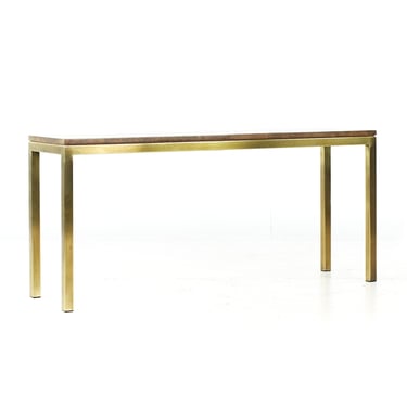 Tomlinson Mid Century Burlwood and Brass Console Table - mcm 