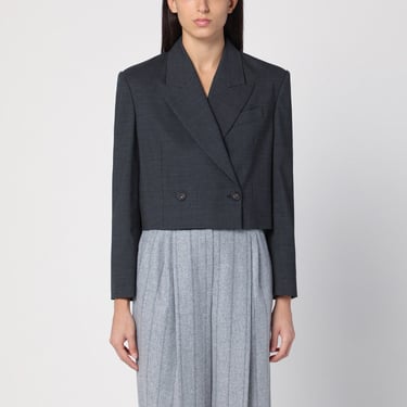 Brunello Cucinelli Short Dark Grey Double-Breasted Jacket Women