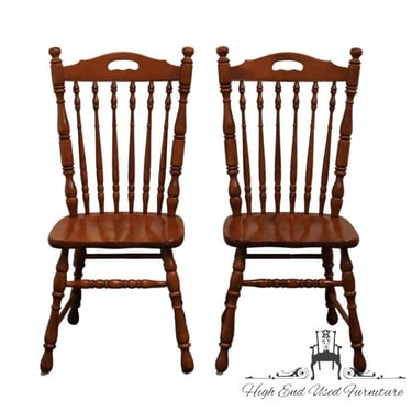 Set of 2 TELL CITY Solid Hard Rock Maple Colonial Style Spindle Back Dining Side Chairs 8058 - #48 Andover Finish 