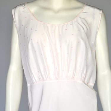 vintage 1930s pink bias cut nightgown w/ embroidery L/XL 