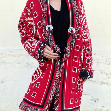 Starry Nights Red Paisley Blanket Duster