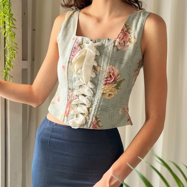 90s Floral Corset Top | S