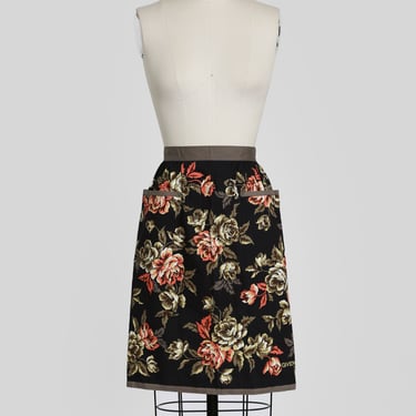 GIVENCHY dark Floral Half Apron | Deadstock GIVENCHY Apron 