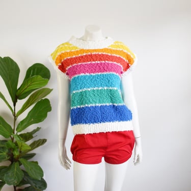 80s Rainbow Sweater Top - M 