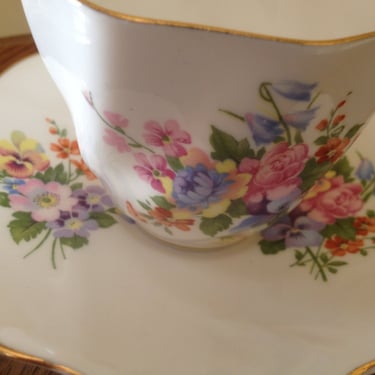 Antique  Royal Albert  Crown Marked  Teacup and Saucer pretty Mixed Flowers with Gold trim Mint- 1896 - 1904 