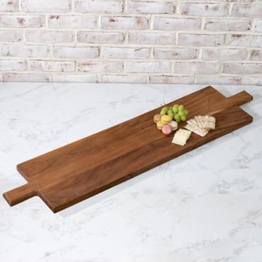 Doubled Handle Wood Serving Board, charcuterie boards, long wooden centerpiece, wooden tray, Bread boards, wedding tray, food grade wood, 