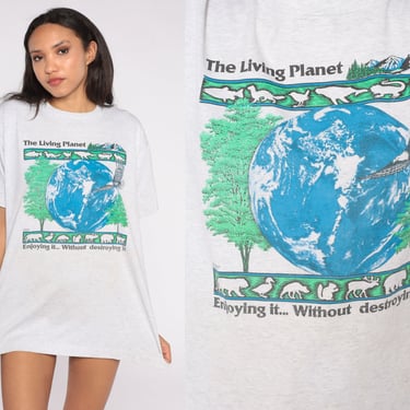 The Living Planet Shirt 90s Enjoying Without Destroying TShirt Save The Earth Graphic Tee Conservation Vintage Screen Stars Extra Large XL 