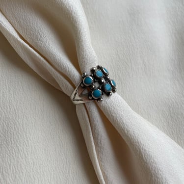 1960s Navajo Turquoise Double Band Silver Ring R121