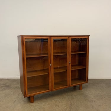 Glass and walnut Mid Century bookcase 