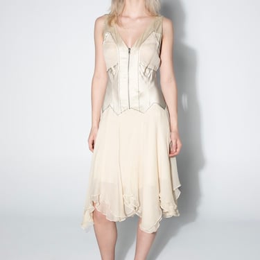 Catherine Malandrino Ivory Silk Zipper Front Dress