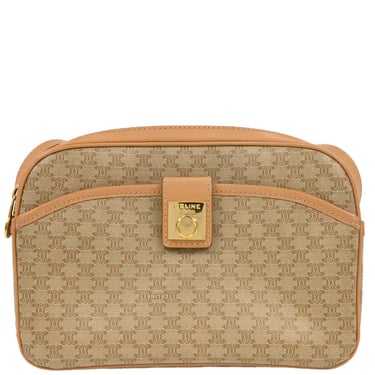 Vintage CELINE Suede Nude Macadam Monogram Shoulder Bag