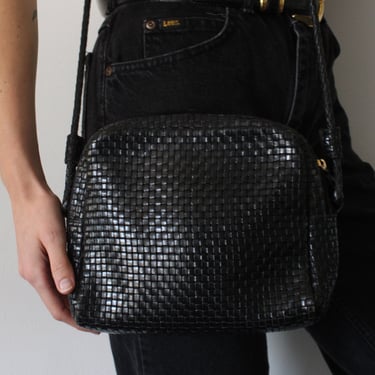 Vintage Ink Woven Leather Shoulder Bag