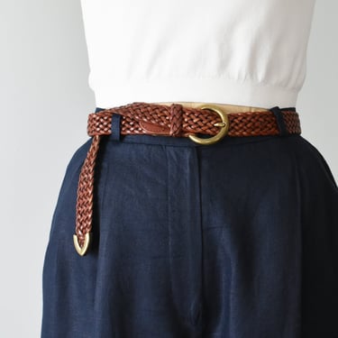 vintage 90s braided leather belt, size l 