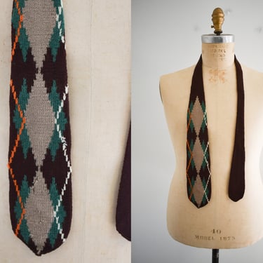 1930s/40s Argyle Sweater Knit Necktie 