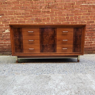 Burlwood Six-drawer walnut dresser