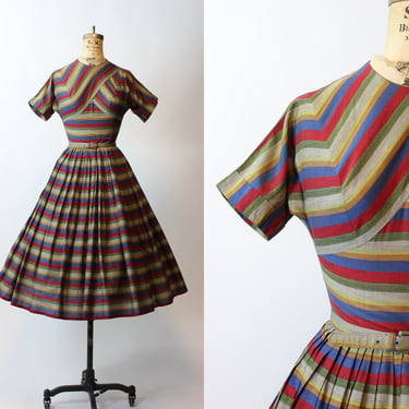 1950s JOAN MILLER stripe dress xs | new spring summer 