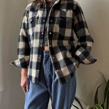 80s Ralph Lauren Plaid Wool Shacket | M