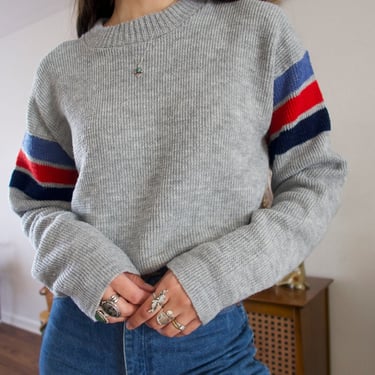 Vintage 80's Alps Striped Pullover Knitted Pullover Sweater 