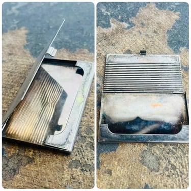 Vintage Metal Card Holder / Cigarette Case – Sleek & Functional - Mid Century 